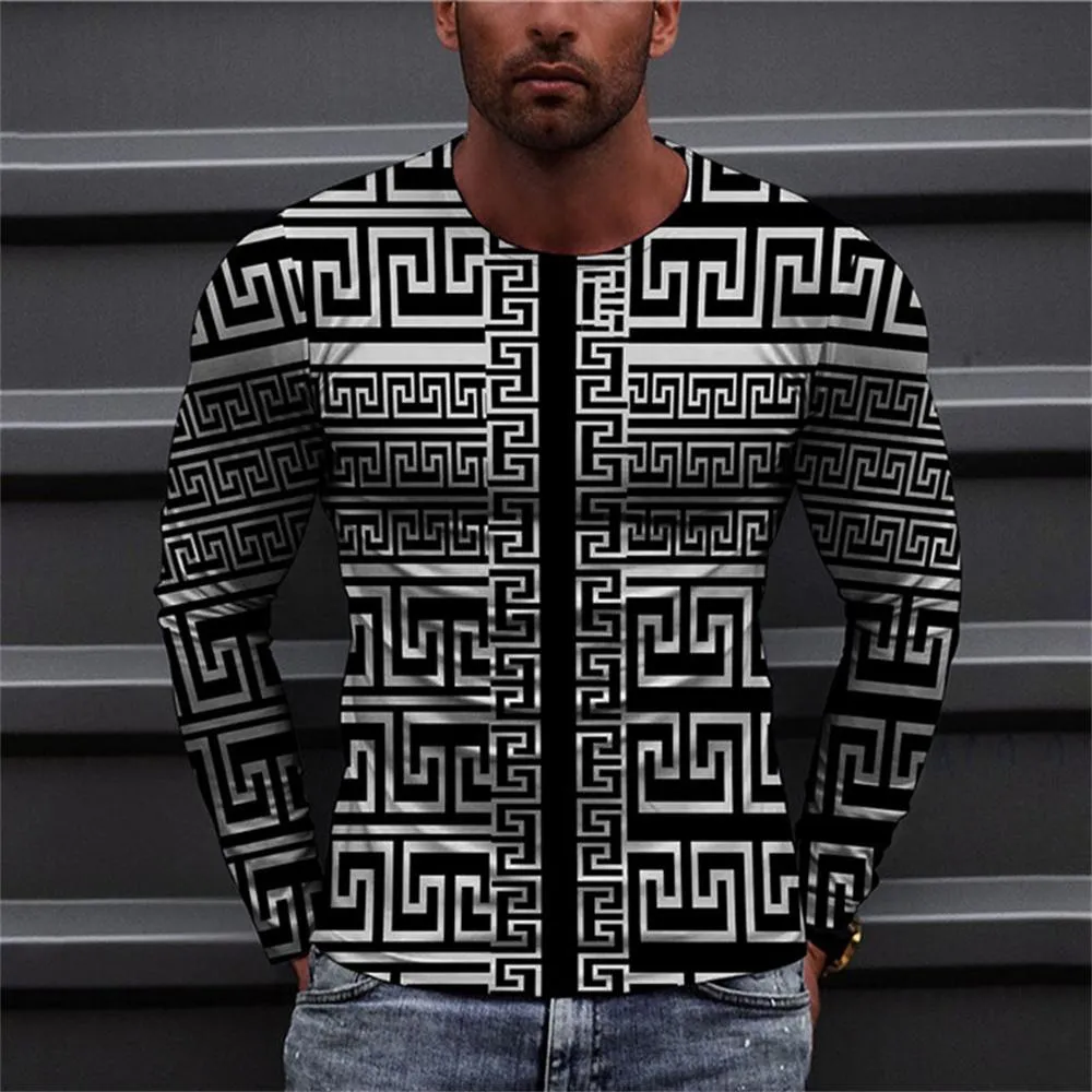 3D Graphic Long Sleeve Shirts Geometric Art