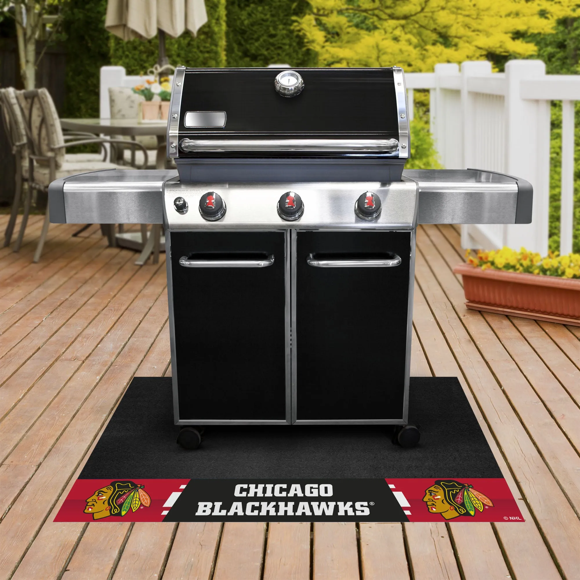 Chicago Blackhawks Vinyl Grill Mat - 26in. x 42in.