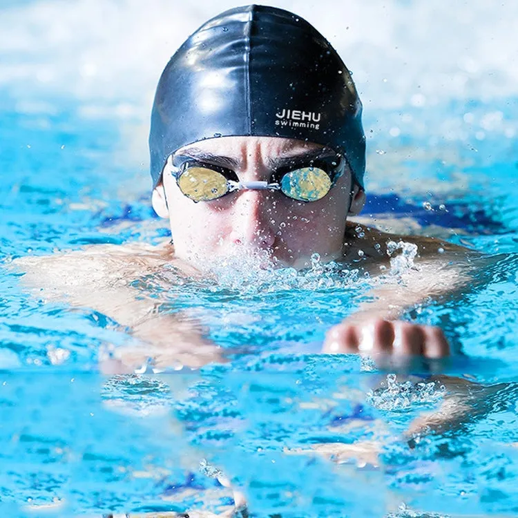 Enlarged Version Dolphin Pattern Silicone Swimming Cap for Male and Female(Black)