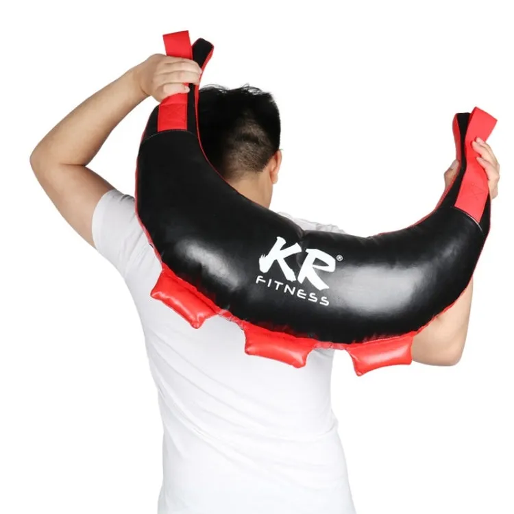 KR Fitness Training Sandbag Weight-Bearing Exercise Equipment Croissant without Filler(Black Leather   Red Ribbon)