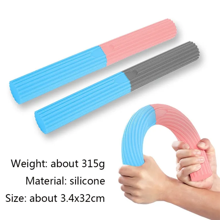 Silicone Multifunctional Fitness Bar Rehabilitation Training Arm Strength Bar Wrist Strength Forging Resistance Bar(Light Blue   Pink)