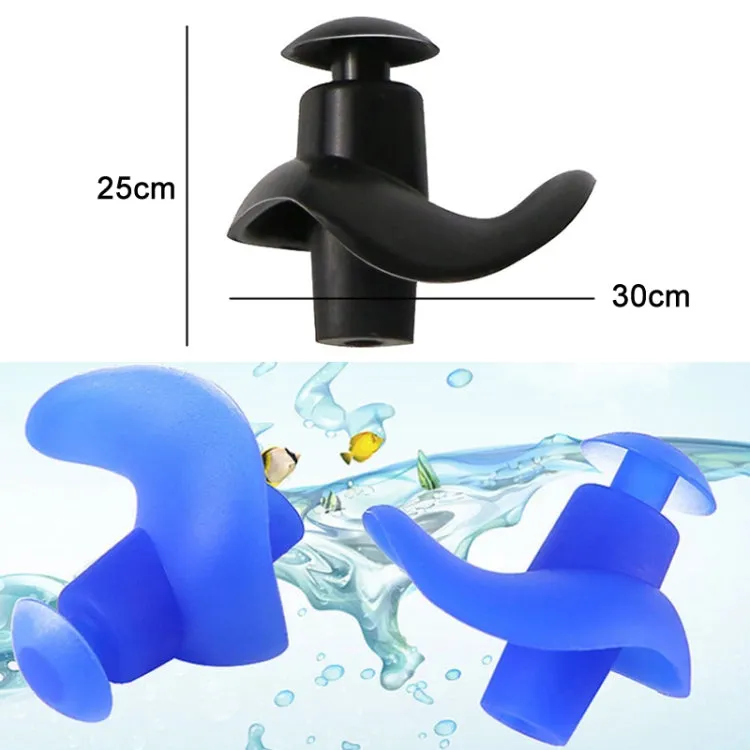 Swimming Waterproof Spiral Silicone Earplugs(Black)