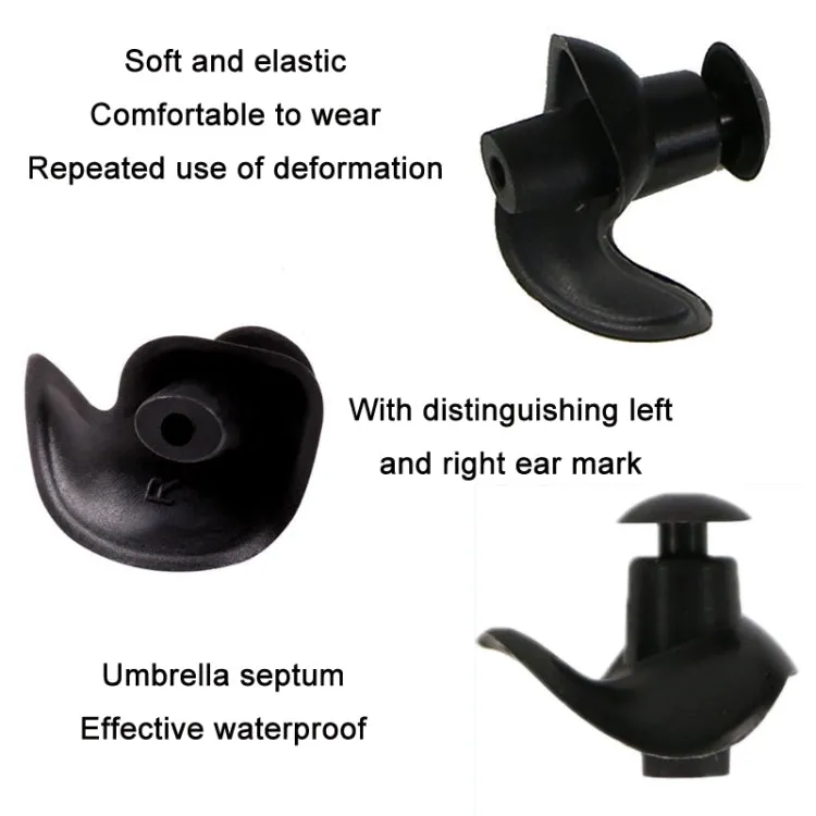 Swimming Waterproof Spiral Silicone Earplugs(Black)