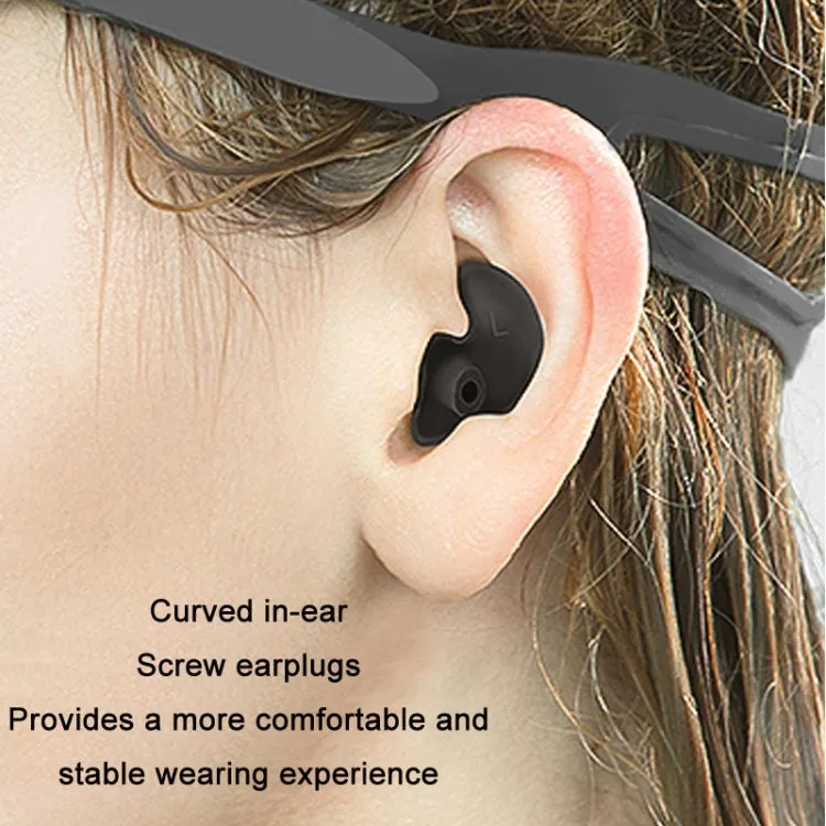 Swimming Waterproof Spiral Silicone Earplugs(Black)